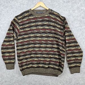 Protege Collection Men's Sweater Size L‎ Textured 3D Multicolor Grandpa Acrylic